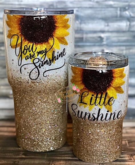 Sunflower Tumblers, Chunky Glitter Tumbler, Yeti Cup Designs, Tumblr Cup, Tumbler Cups Personalized, Epoxy Cups, Yeti Cups, Epoxy Tumbler, Vinyl Tumblers