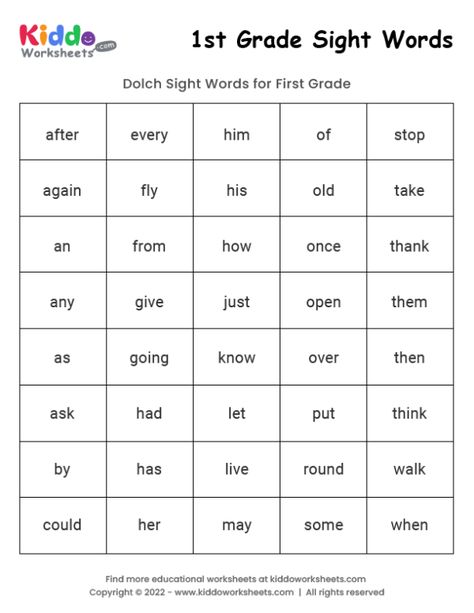 Free Printable Sight Words 1st Grade Worksheet - kiddoworksheets 1st Grade Sight Word List Free Printable, First Grade Practice Sheets, Free First Grade Worksheets Printables, First Grade Prep Summer, 1st Grade Sight Words Printables Free, Homeschool Worksheets Free 1st Grade, Sight Word Activities First Grade Worksheets Free Printable, Basic Sight Words Grade 1, Free 1st Grade Worksheets Printables