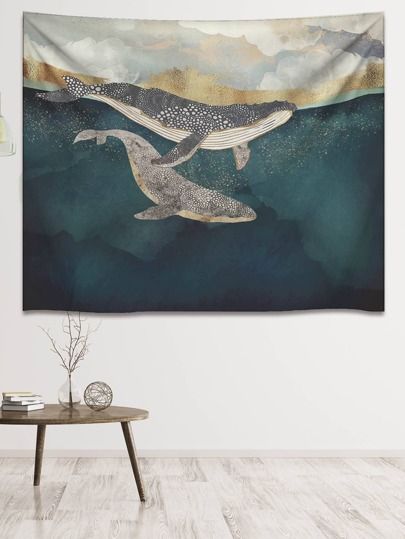 Shark Tapestry, Dorm Room Tapestry, Ocean Tapestry, Modern Tapestry, Sea Nymph, Dorm Room Wall Decor, Cheap Wall Tapestries, Tapestry Nature, Dorm Room Walls