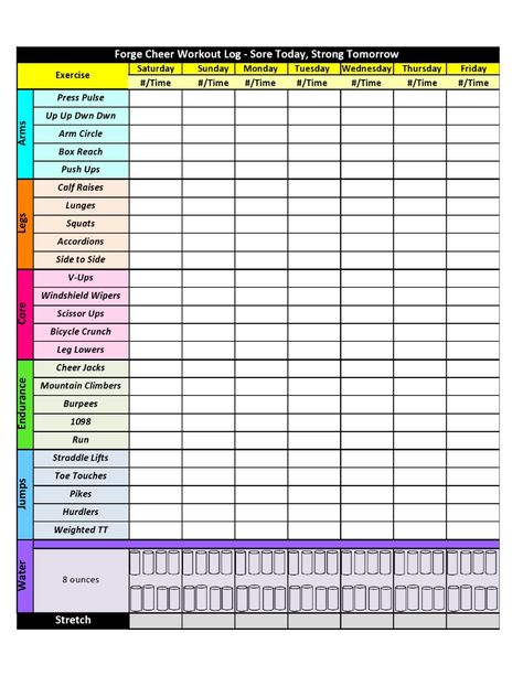 30 Useful Workout Log Templates (Free Spreadsheets) Exercise Log Template, Workout Log Printable, Workout Plan Template, Workout Sheets, Fitness Journal Printable, Free Spreadsheets, Fitness Tracker Printable, Workout Template, Cheer Workouts