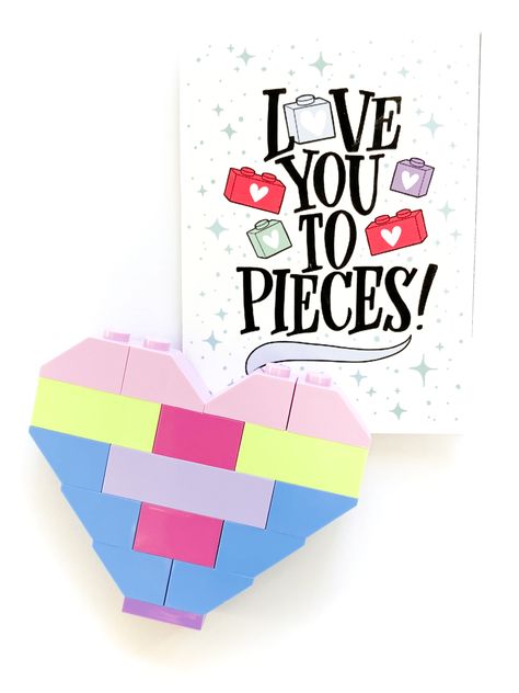 How To: LEGO Heart Valentine's Day Favor - Amanda Arneill | Hand Lettering Lego Valentine, Lego Heart, Perfect Classroom, Valentine Favors, Lego Gifts, Valentines Gift Bags, Free Lego, Valentine Crafts For Kids