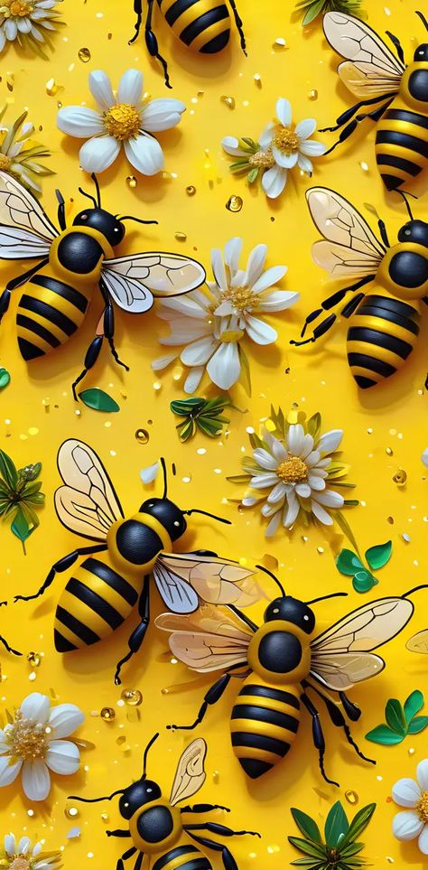 Beautiful Wallpaper For Phone Hd, Beehive Background, Bee Background, Bee Wallpaper, Simpson Wallpaper Iphone, Iphone Dynamic Wallpaper, Bee Painting, Animal Illustration Art, Screen Savers Wallpapers