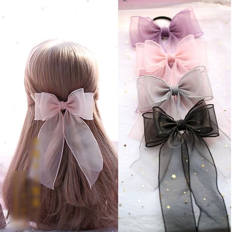 Elfis Ribbon Hair Clip / Hair Tie | YesStyle Ribbon Hair Clip, Girls Hair Bows Diy, Diy Hair Scrunchies, Hair Bow Tutorial, Hair Clips Diy, Bows Diy Ribbon, Glitter Hair Bows, Hair Ribbons, Baby Hair Clips