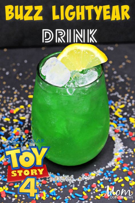 Toy Story Themed Drinks, Buzz Lightyear Table Decorations, Toy Story Punch, Toy Story Drink Ideas, Toy Story Drinks, Buzzlight Year Birthday Theme, Buzz Birthday, Two Infinity And Beyond Birthday, Buzz Lightyear Birthday Party