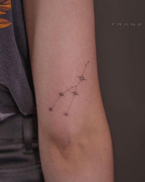 Star Alignment Tattoo, Alignment Tattoo, Taurus Symbol Tattoo, Taurus Constellation Tattoo, Astrology Tattoo, Horoscope Tattoos, Taurus Constellation, Constellation Tattoo, Taurus Tattoos