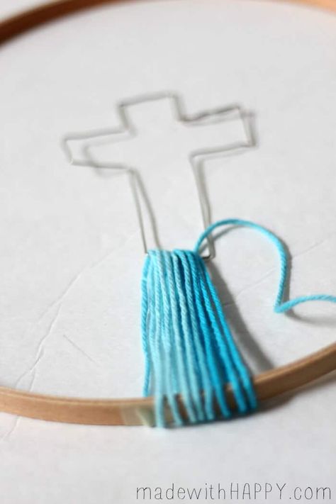 Church Camp Crafts, Kids Church Crafts, String Art Cross, Cross String Art, Camping Crafts For Kids, Faith Crafts, Crochet Ring, Children's Church Crafts, Catholic Crafts