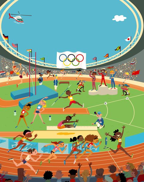 Map Art Illustration, Sports Day Poster, Logistics Design, Olympic Mascots, Physical Education Lessons, Olympic Theme, Artsy Background, Drawing Competition, Sport Illustration