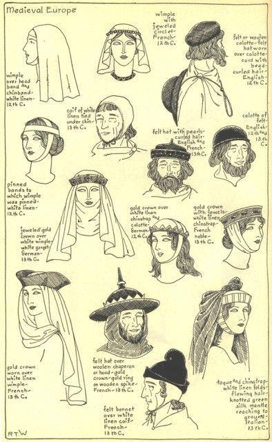 medieval hats | Mostly Marches styles - all 25 pages of medievals hats from THE MODE ... Medieval Hats, Historical Hairstyles, Historical Hats, Medieval Clothes, Medieval Woman, History Fashion, Medieval Costume, Medieval Clothing, Medieval Dress