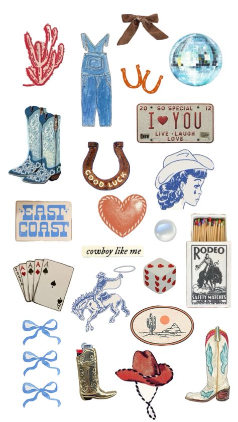 Collage Wall Prints Western, Cowboy Stickers Aesthetic, Western Stickers Printable, Country Canvas Painting, Free Stickers Printables, Cowprint Aesthetic, Prints For Collage, Cowgirl Watercolor, Scrapbook Illustration