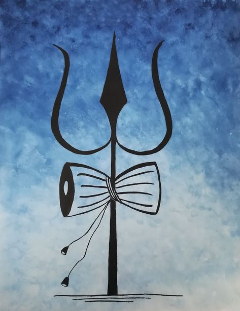 Trishul painting Simple Hindu God Drawing, Hindu God Painting Easy, Shiv Ji Easy Painting, Shiv Painting Easy, Shivji Trishul, God Painting Indian Easy, Trishul Painting, Mahadev Painting Easy, Shiva Painting Easy