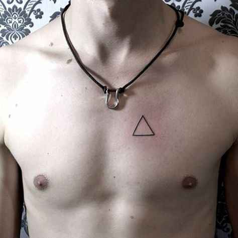 Chest tattoo Places To Get Tattoos, New Lyrics, Triangle Tattoos, 3 Tattoo, 3d Tattoos, Home Tattoo, Chest Tattoo, First Tattoo, Picture Tattoos