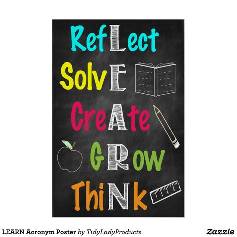 LEARN Acronym Poster School Library Posters, Growth Mindset Classroom Decor, English Teacher Classroom, What Is Growth Mindset, Wall Art School, Growth Mindset Classroom, Summer Bulletin Boards, Classroom Door Signs, Mindset Activities