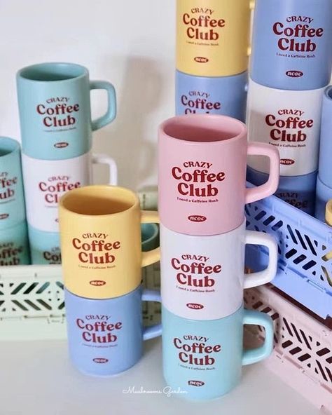 Coffee Lover Mug Design, Mug Cute Design, Coffee Club Logo, Coffee Shop Mugs, Coffee Cup Branding, Coffee And Gift Shop, Mug Ideas Design, Coffee Mug Design Ideas, Cute Mug Designs