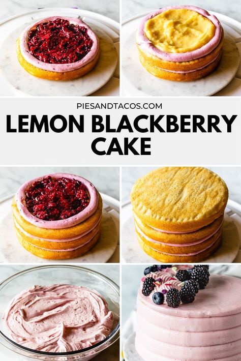 Blackberry Sponge Cake, Lemon Jam Cake, Blackberry And Lemon Cake, 6in Round Cake, Lemon Honey Cake, Lemon Berry Cake, Lemon Blackberry Cake, Blackberry Curd, Pies And Tacos