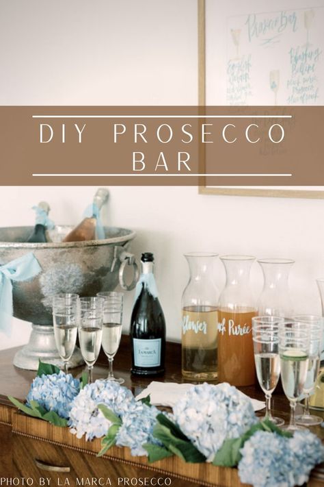 Prosecco Mimosa Bar, Prosecco Party Ideas, Prosecco Bar Ideas Parties, Prosecco Table, Prosecco Themed Party, Prosecco Decoration, Prosecco Wedding, Prosecco Bar Wedding, Bridal Shower Prosecco Bar