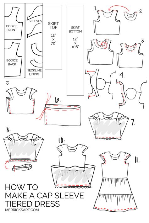 Merrick's Art Tiered Cap Sleeve Dress Cap Sleeve Dress Pattern, Cap Sleeves Pattern, Tiered Dress Pattern, Merricks Art, Tie Dye Fabric, Make Your Own Clothes, Cap Sleeve Dress, Sewing Design, Diy Sewing Clothes