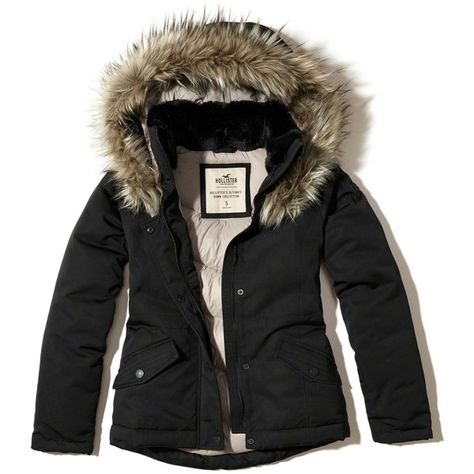 Hollister Ultimate Down Anorak Jacket (180 AUD) ❤ liked on Polyvore featuring outerwear, jackets, black, anorak coat, hollister co jackets, zip jacket, zipper collar jacket and hooded jacket Hollister Parka, Cute Winter Coats, Hollister Jacket, Drawstring Jacket, Black Fleece Jacket, Fur Hood Jacket, Hollister Jackets, Jackets Black, Black Winter Coat