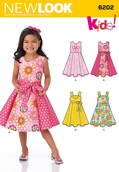 New Look 6202 Children's Dress sewing pattern Party Dress Patterns, New Look Patterns, Girls Dress Sewing Patterns, Childrens Sewing Patterns, Summer Dress Patterns, Girl Dress Pattern, Kids Dress Patterns, Sewing Patterns Girls, Girl Dress Patterns