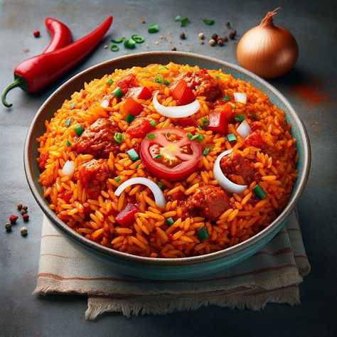 Classic Nigerian Jollof Rice Jollof Rice And Chicken, Jollof Recipe, Jollof Rice Nigerian, Nigerian Jollof Rice, Nigerian Foods, Parboiled Rice, Jollof Rice, Food Artwork, Food Png