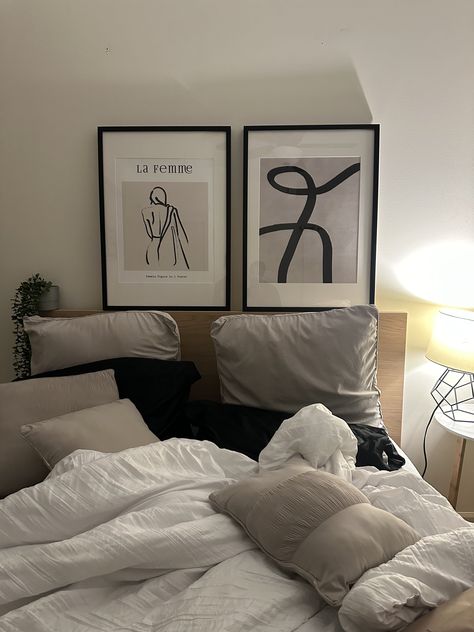 minimalist bedroom decor Small Picture Wall Ideas Bedrooms, Minimalist Bedroom Decor, Above Bed, Small Pictures, Minimalist Bedroom, Picture Wall, Bedroom Wall, My Room, Bedroom Decor