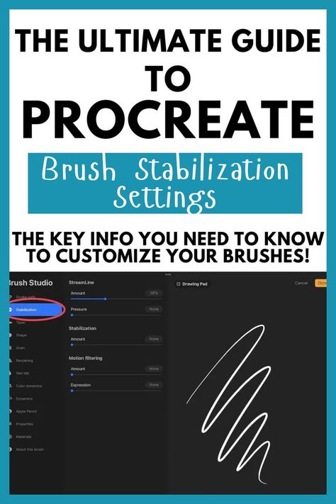 How to Use Procreate's Brush Stabilization Settings: Procreate Tutorial! Brush stabilization settings are fun to use for brush customizations. Have fun in this digital art lesson learning how to customize your Procreate brushes with the stabilization settings! Smoothing Brush, Procreate Tutorials, Brush Procreate, Procreate Ipad Tutorials, Best Procreate Brushes, Ipad Tutorials, Free Procreate, Procreate Brushes Free, Procreate Art