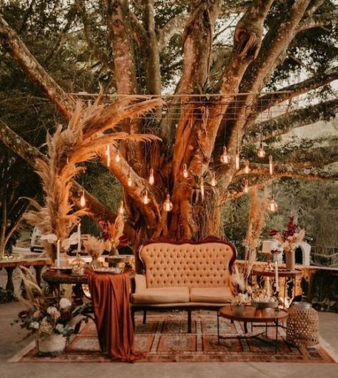 40+ Fall Wedding Ideas on a Budget We Love | HubPages Outdoor Evening Wedding Reception, Fall Wedding Reception Ideas, Fall Wedding Reception, Bohemian Wedding Theme, Wedding Ideas On A Budget, Bohemian Weddings, Fall Wedding Ideas, Autumn Wedding Reception, Wedding Reception Ideas