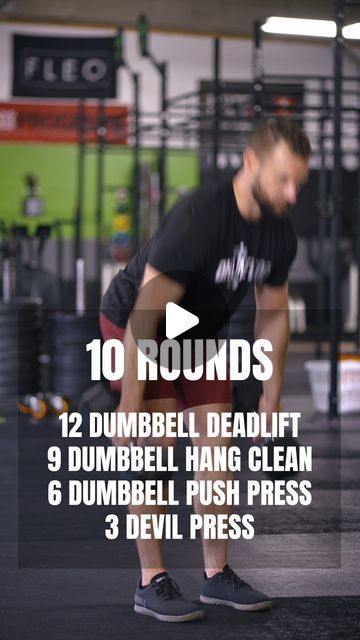 Serge | Functional Fitness Training on Instagram: "Not for everyone. But for anyone. 👊 Can you finish it under 20 minutes? 10 Rounds 12 Deadlift 9 Hang Clean 6 Push Press 3 Devil Press Rest 30 seconds between rounds. Beginner: 20-25 lbs (M) / 10-15 lbs (W) Intermediate: 35 lbs (M) / 25 lbs (W) Advanced: 50 lbs (M) / 35 lbs (W) Perform each round at RPE 8.5/10, aiming to recover as much as possible during a very short 30 seconds break. 📝 This is a conditioning workout. To ensure a well-balanced training program, it's important to include some dedicated hypertrophy/strength-focused resistance training into your routine. 📌 My Training Plan: @fitnessacademy 📌 Free Interval Timer: @timerwod Questions? Drop them in the comments! #fitnessacademy #stayhard #payhim #fitdad #wod #hiit #cros Hang Clean Workout, Devil Press Workout, Hang Clean, Conditioning Workouts, Functional Fitness, Resistance Training, Training Program, Training Plan, 30 Seconds