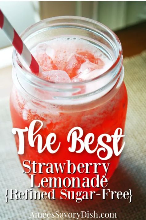 Stevia Lemonade Recipe, Lemonaid Recipe, Sugar Free Lemonade Recipe, Summer Drinks Nonalcoholic, Healthy Lemonade, Sugar Free Lemonade, Homemade Strawberry Lemonade, Strawberry Lemonade Recipe, Amazing Cocktails