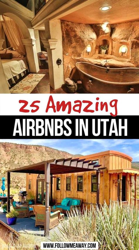 Amazing Airbnbs in Utah Best Utah Vacation, Where To Stay In Moab Utah, Places To See In Utah, Utah Honeymoon, Utah Vacation Ideas, Utah Airbnb, Virgin Utah, Unique Airbnbs, Places To Visit In Utah