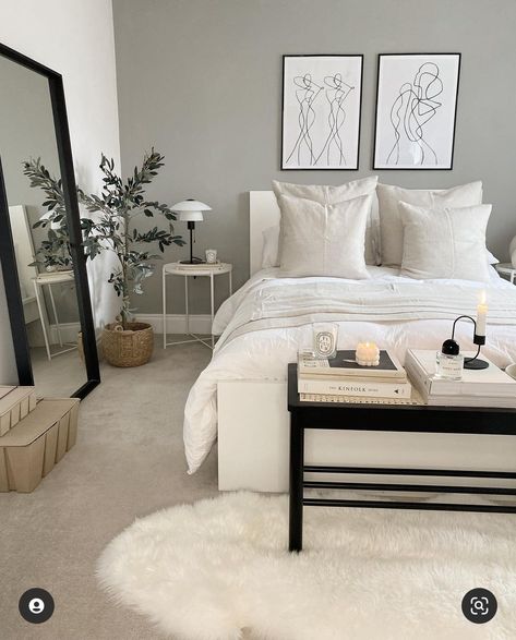 White Room Decor, Bedroom Redo, Classy Bedroom, Makeover Bedroom, Dekorasi Kamar Tidur, Bedroom Decor Inspiration, Modern Bedroom Decor, Redecorate Bedroom, Apartment Decor Inspiration