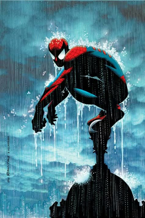 Rain Poster, John Romita Jr, Spiderman Artwork, Marvel Spiderman Art, Spiderman Comic, Amazing Spider Man, Spiderman Art, Comic Book Artists, Amazing Spiderman