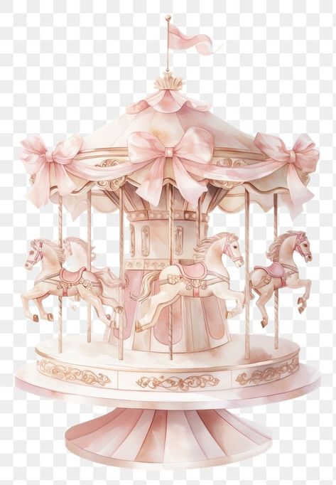 Coquette Packaging, Carousel Watercolor, Carousel Illustration, Pink Ribbon Png, Merry Go Round Carousel, Carousel Baby, Coquette Red, Red Lollipop, Round Painting