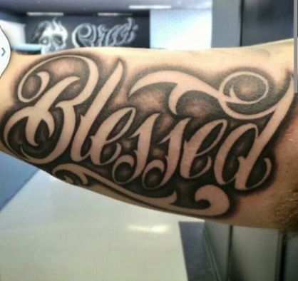 Blessed Tattoo On Chest, Blessed Tattoo Stencil, Blessed Font, Blessed Tattoo Ideas, Font Tattoo Design, Lettering Name, Blessed Tattoo, Calligraphy Tattoo Fonts, Aztec Tattoos Sleeve