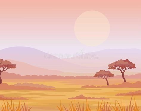 Landscape African savanna. Sunset. The place for the text. Vector illustration #Sponsored , #AFFILIATE, #affiliate, #African, #Sunset, #Vector, #savanna Savannah Illustration Landscape, Africa Landscape Illustration, African Landscape Drawing, Africa Illustration Art, African Landscape Illustration, African Landscape Art, Savanna Illustration, Savannah Background, Savannah Illustration