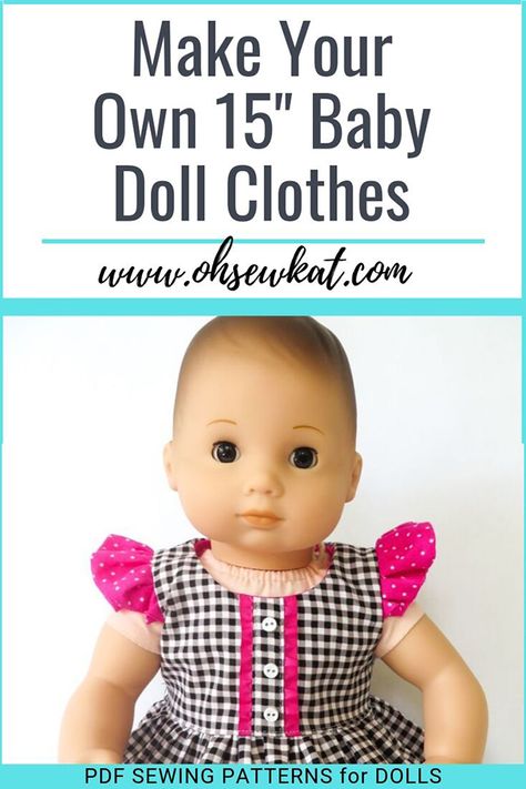 New Pattern for 15 inch Baby Dolls: The Spring Shine Dress and Top – Oh Sew Kat! Doll Dress Sewing Pattern, Doll Dress Sewing, Bitty Baby Clothes, Shine Dress, Twin Dolls, Baby Doll Clothes Patterns, Girls Clothes Patterns, Doll Patterns Free, Doll Clothes Patterns Free