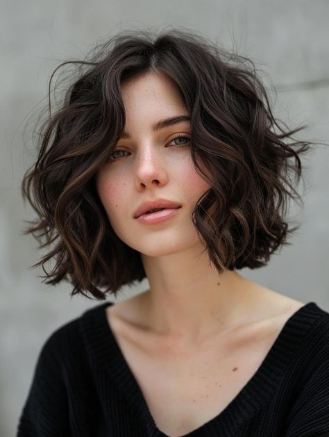 Trendy Naturally Wavy Bob Haircut for Shoulder Length Curly Hair with Layers Bob Haircut Curly Wavy, Wavy Haircuts Shoulder Length, Naturally Wavy Bob, Curly Hair With Layers, Wavy Bob Haircut, Short Blonde Curly Hair, Short Shoulder Length Hair, Shoulder Length Wavy Hair, Wavy Layered Hair