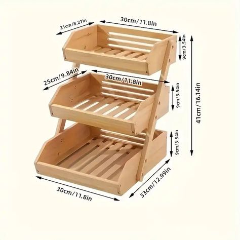 1pc Sea Shipping European 2/3 Layers Bamboo Fruit Basket, Vegetable Bread Basket, Multi-layer Storage Rack, Simple Snack Sundries Storage Basket, For Home Kitchen Living Room Picnic Party Wedding, Table Decoration, Storage Accessories Vegetable Bread, Bamboo Storage, Container Kitchen, Woodworking Inspiration, Diy Wooden Projects, Large Baskets, Picnic Party, Food Container, Wood Case