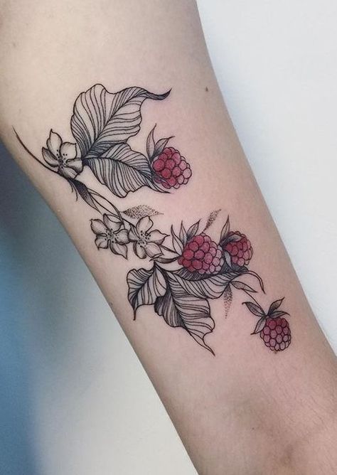 Karolina Skulska berry tattoo Blackberry Tattoo, Botanisches Tattoo, Orca Tattoo, Fruit Tattoo, Hamsa Tattoo, Vine Tattoos, Japanese Tattoos, Botanical Tattoo, Men Streetwear