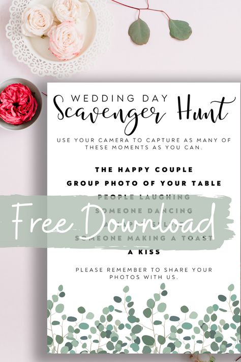 Wedding Scavenger Hunt Ideas + FREE Printable - Peachy Party Wedding Photo Scavenger Hunt Printable, Wedding Picture Scavenger Hunt, Wedding Photo Scavenger Hunt, Wedding Scavenger Hunt, Indoor Wedding Games, Kids Table Wedding Activities, Picture Scavenger Hunts, Bachelorette Party Scavenger Hunt, Scavenger Hunt Ideas