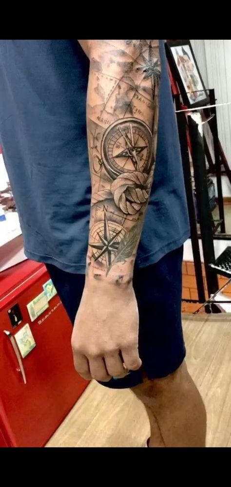 Nautical Tattoo Sleeve, Pirate Tattoo, Tattoo Forearm, Men Tattoos Arm Sleeve, Men Tattoo, Cool Arm Tattoos, Forearm Sleeve Tattoos, Cool Forearm Tattoos, Nautical Tattoo