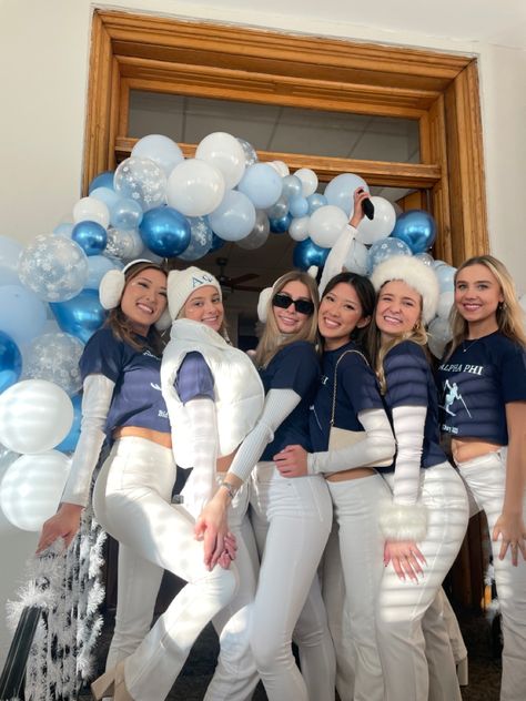 Ski Bid Day, Sisterhood Activities, Abc Party Costumes, Sorority Themes, Abc Party, Winter Party Themes, Recruitment Themes, Party Outfit College, Snow Party