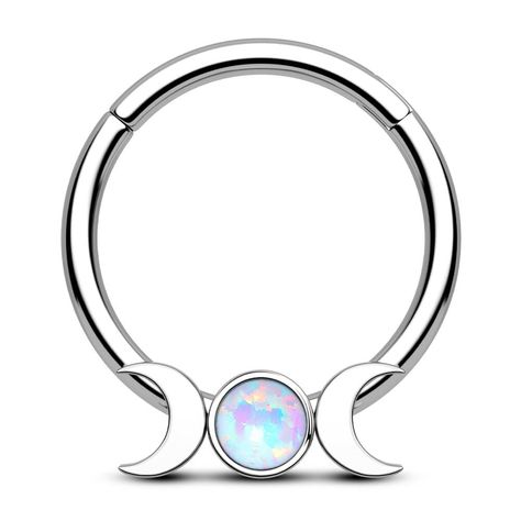 Hoop Piercing Nose, Cartilage Piercing Hoop, Titanium Belly Button Rings, Opal Septum, Septum Piercing Jewelry, Ring Day, Daith Piercing Jewelry, Septum Rings, Piercing Inspo