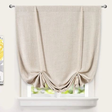 Antonino Linen Solid Room Darkening Thermal Outdoor Rod Pocket Single Curtain Panel Roman Shades Bathroom, Basic Room, Tie Up Curtains, Tie Up Shades, Balloon Shades, Small Window Curtains, Linen Layers, Small Window, Linen Curtain