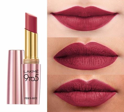 Instead of impulse-buying multiple lipsticks, invest in one flattering, versatile shade you'll use often that will effortlessly take you from work to drinks with friends to a hot date. Lakme 9 to 5 lipstick has 6000+ reviews. It combines a comfortable, creamy primer with a vibrant matte lip colour, for a product that stays put for up to 12 hours. While the range has about 40 shades, we recommend MP7 Rosy Sunday, a gorgeous pinkish red which flatters all skin tones - ₹324 Lakme Lipstick Shades, Lakme Lipstick, Dark Pink Lipstick, Best Long Lasting Lipstick, Pink Lipstick Shades, Dusky Skin, Matte Lipstick Shades, 70 Outfits, Lipstick Designs