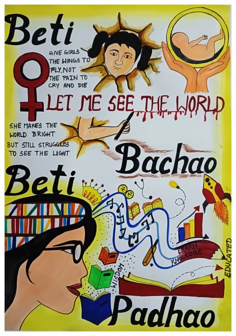 Poster Making On Women Empowerment, Viksit Bharat Poster Ideas, Pariksha Pe Charcha Poster Drawing, Posters For Competition, Beti Bachao Drawing, Society Poster Making, Poster Making Ideas For Women Empowerment, Painting Competition Ideas, Women Empowerment Drawing