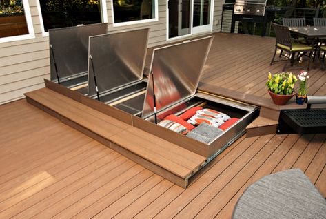 Hearthstead Exterior - Contemporary - Deck - Minneapolis - by Structural Dimensions, Inc. | Houzz Built In Deck Storage, Under Deck Storage Ideas, Deck Storage Ideas, Under Deck Storage, Contemporary Backyard, Contemporary Deck, Under Deck, Multi Level Deck, Courtyard Ideas