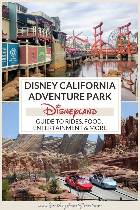 Planning a trip to Disneyland? Here's a guide to Disney California Adventure Park at the Disneyland Resort in California, including a list of rides and overview of food and entertainment, plus tips to help you plan an amazing day at DCA! Best Things To Do At Disneyland, Disney California Adventure Food, California Adventure Rides, Downtown Disney California, Disneyland Los Angeles, California Adventure Food, San Fransokyo, Cali Trip, Disneyland Rides