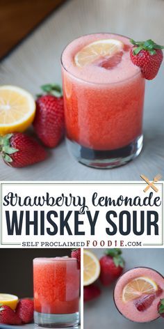 Blended Strawberry Lemonade, Whiskey Sour Recipe, Strawberry Lemonade Recipe, Summertime Cocktail, Blended Cocktail, Bourbon Drinks, Yummy Alcoholic Drinks, Liquor Drinks, Lemonade Recipe