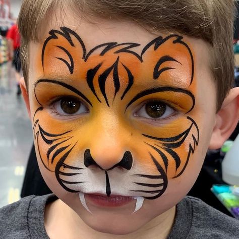 Lion Face Paint Easy, Tiger Face Paint Easy, Kids Face Painting Easy, Tiger Face Paint, Dog Face Paints, Dinosaur Face Painting, Lion Face Paint, Mermaid Face Paint, Kitty Face Paint