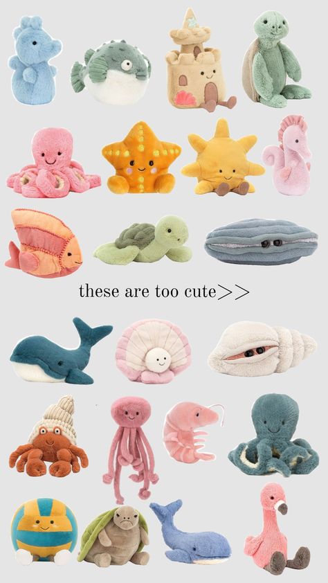 I love ths summer ones sm 🫶🏼🫶🏼 #jellycat #summer #summerjellycats Sea Turtle Jelly Cat, Clam Jelly Cat, Jelly Cat Turtle, Jellycat Jellyfish, Jellycat Sea Creatures, Seal Jellycat, Beachy Jellycats, Summer Jelly Cats, Flamingo Jellycat